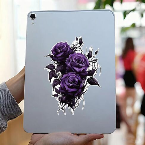 Purple Rose Vinyl Decals, 2 Pack Waterproof Car Stickers, Decorative Floral Design for Laptops, Trucks, Bumpers, Motorcycles Z-167 in Saudi Arabia