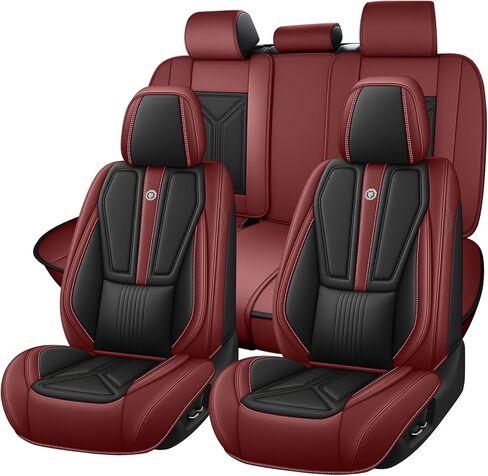 Arazi Car Seat Covers Full Set for Toyota Corolla 2002-2026, Nappa Leather Full Coverage Seat Cover Wear Resistant and Waterproof Seat Protector (5 Seats Full Set, Black Red) in Saudi Arabia