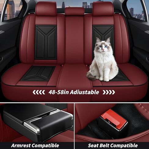 Arazi Car Seat Covers Full Set for Toyota Corolla 2002-2026, Nappa Leather Full Coverage Seat Cover Wear Resistant and Waterproof Seat Protector (5 Seats Full Set, Black Red) in Saudi Arabia