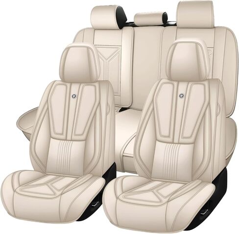 Arazi Car Seat Covers Full Set for Toyota Corolla 2002-2026, Nappa Leather Full Coverage Seat Cover Wear Resistant and Waterproof Seat Protector (5 Seats Full Set, Black Red) in Saudi Arabia