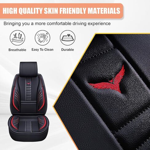for Toyota Tacoma SR5 SR TRD Off Road Limited Base Access Double Cab Seat Covers 2016-2025, Waterproof Leather Compatible Airbag Truck Seat Protectors (Full Set, Black-Red) in Saudi Arabia