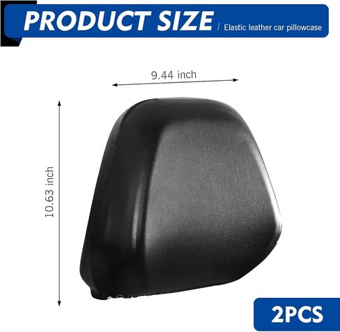 2PCS Car Headrest Covers, Waterproof Leather Scratch-resistant Reusable Elastic Seat Headrest Dust Cover, Mark-free Vehicle Seat Protective Decoration, Universal for Most Vehicles (Black #M) in Saudi Arabia