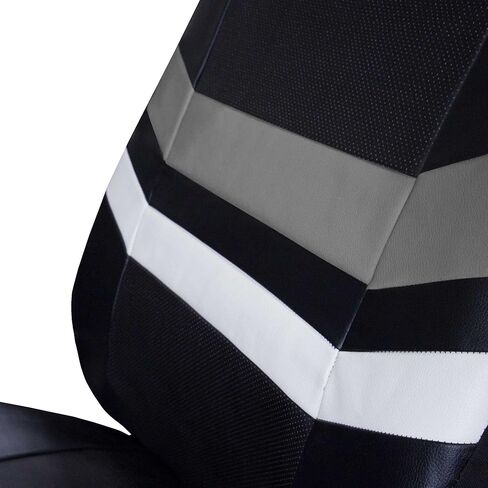FH Group PU006115 Varsity Spirit PU Leather Seat Covers (Gray) Full Set with Gift - Universal Fit for Cars Trucks and SUVs in Kuwait