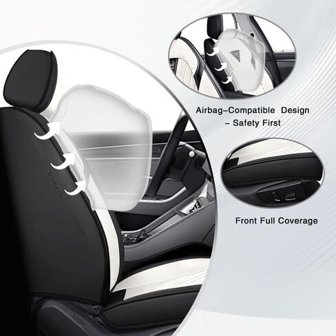 مناسب لأغطية مقاعد Hyundai Tucson 2005-2026، جلد نابا، حماية كاملة 360 درجة، بطانة سميكة وإسفنج الذاكرة، غطاء مقعد السيارة مقاوم للماء والبقع (مقعدان قياسيان، أبيض كريمي) in Kuwait