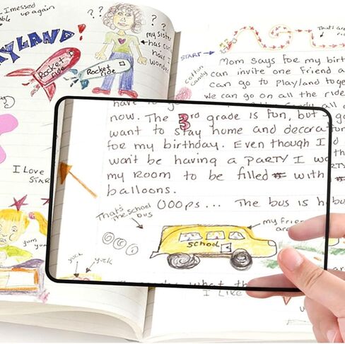 Ultra Thin 180x120mm PVC Book Page Magnifier - Convenient Magnifying Glass for Reading, Expanded Viewing Area, Ideal for Elderly Reading in Kuwait