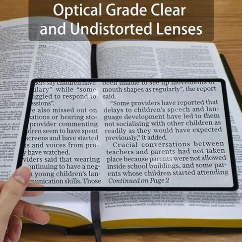 Ultra Thin 180x120mm PVC Book Page Magnifier - Convenient Magnifying Glass for Reading, Expanded Viewing Area, Ideal for Elderly Reading in Kuwait