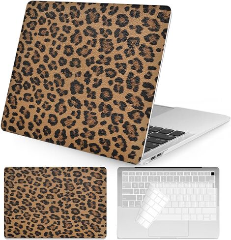 Seorsok Compatible with MacBook Air 13 Inch Case 2022 2021 2020-2018 Release A1932 A2179 M1 A2337,Elegant Leopard Grain Leather Plastic Hard Shell Case with Keyboard Cover,Brown in Saudi Arabia
