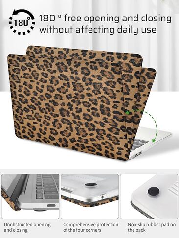 Seorsok Compatible with MacBook Air 13 Inch Case 2022 2021 2020-2018 Release A1932 A2179 M1 A2337,Elegant Leopard Grain Leather Plastic Hard Shell Case with Keyboard Cover,Brown in Saudi Arabia