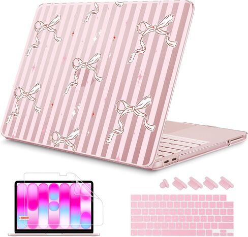 حافظة مطبوعة من Mektron لجهاز MacBook Neo مقاس 13 بوصة إصدار 2026 موديل A3404، وغطاء صلب واقٍ للكمبيوتر المحمول بشريحة A18 Pro مع شاشة عرض شبكية سائلة مقاس 13 بوصة (قطريًا)، وشريط أزرق منقط ملون in Kuwait