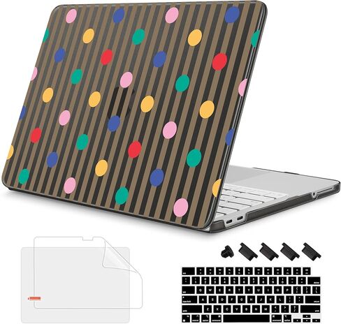 حافظة مطبوعة من Mektron لجهاز MacBook Neo مقاس 13 بوصة إصدار 2026 موديل A3404، وغطاء صلب واقٍ للكمبيوتر المحمول بشريحة A18 Pro مع شاشة عرض شبكية سائلة مقاس 13 بوصة (قطريًا)، وشريط أزرق منقط ملون in Kuwait