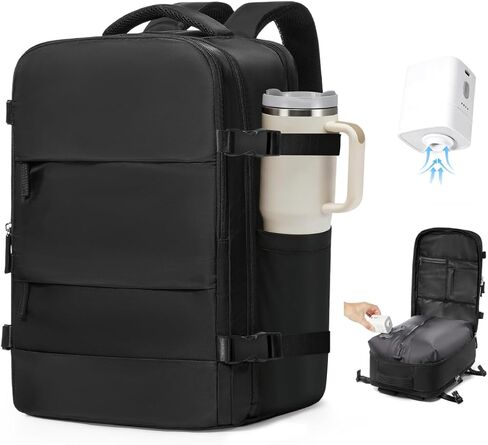 VGCUB Vacuum Backpack Travel with Pump Vacpack System Storage Compression Carry on Laptop Work Business Waterproof College Bags Daypack Casual Backpacks for Men Women Black in Kuwait