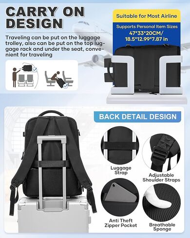 VGCUB Vacuum Backpack Travel with Pump Vacpack System Storage Compression Carry on Laptop Work Business Waterproof College Bags Daypack Casual Backpacks for Men Women Black in Kuwait