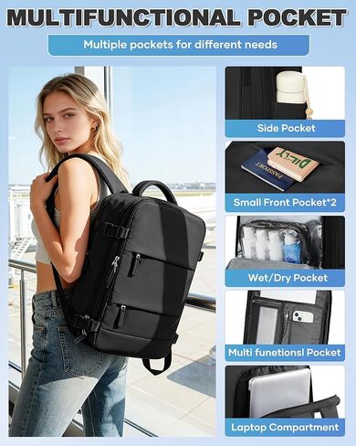 VGCUB Vacuum Backpack Travel with Pump Vacpack System Storage Compression Carry on Laptop Work Business Waterproof College Bags Daypack Casual Backpacks for Men Women Black in Kuwait