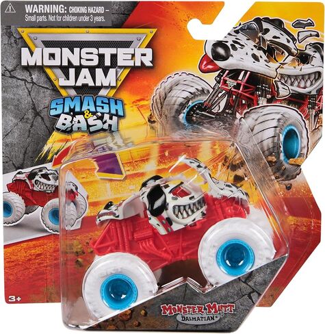 Monster Jam Smash & Bash Monster Mutt Dalmatian، شاحنة وحشية قابلة للإصلاح بمقياس 1:64، ألعاب أطفال للأولاد والبنات من سن 3 سنوات فما فوق in Kuwait
