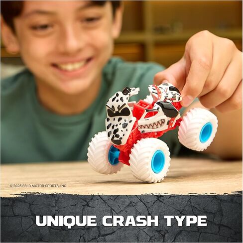 Monster Jam Smash & Bash Monster Mutt Dalmatian، شاحنة وحشية قابلة للإصلاح بمقياس 1:64، ألعاب أطفال للأولاد والبنات من سن 3 سنوات فما فوق in Kuwait