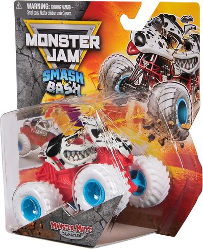 Monster Jam Smash & Bash Monster Mutt Dalmatian، شاحنة وحشية قابلة للإصلاح بمقياس 1:64، ألعاب أطفال للأولاد والبنات من سن 3 سنوات فما فوق in Kuwait