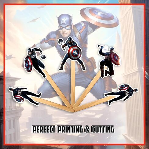 Captin Amrica Cupcake Topper Decoration (24 Pcs) – Superhero Theme Birthday Party Supplies – Perfect Cupcake Picks for Captin Amrica Theme Party, Celebration, Baby Shower, and Cake Decorations in Kuwait