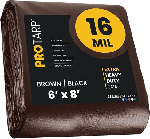 Extreme Heavy Duty 22 Mil Tarp Cover, Waterproof, UV Resistant, Rip and Tear Proof, Poly Tarpaulin with Reinforced Edges for Roof, Camping, Patio, Pool, Boat. (Silver/Black 12′ X 16′) in Kuwait
