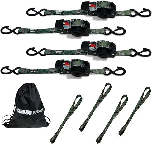 Retractable Ratchet Straps – 1" x 10ft Durable Auto-Retracting Tie Down Straps with Coated S-Hooks – Easy Secure Cargo Straps for Truck, Trailer, Motorcycle, ATV, and Home Use (Silver) in Saudi Arabia