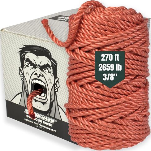 3/8 Rope 270ft Heavy Duty Polypropylene Outdoor Rope for Camping, Boating, and Utility Tasks - Strong and Durable for Various Applications - Weather Resistant, Reliable Heavy Duty 2660lb Strength in Saudi Arabia