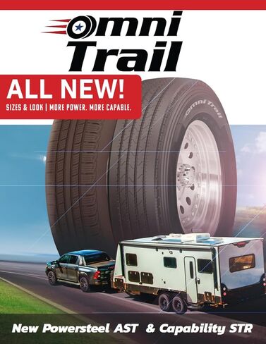 (SET of 2) OMNI TRAIL POWERSTEEL ST225/90R16-14PLY Load Range G 129/125N ST225/90/16 225 90 16 Commercial Grade All Steel Construction Heavy Duty Trailer Tire, 72 Warranty Free Road Side Assistance in Kuwait