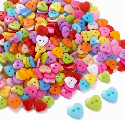 300Pcs 12.5mm Plastic Heart Shaped Buttons Colorful Assorted Bulk for Crafts Sewing Supplies, Decorative Cute Hearts for Clothes, DIY Art Crafting, Pin Maker, Hair Clips & Pins in Kuwait