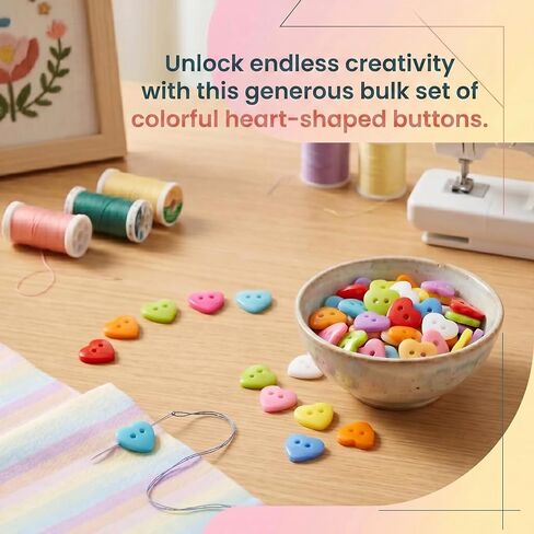 300Pcs 12.5mm Plastic Heart Shaped Buttons Colorful Assorted Bulk for Crafts Sewing Supplies, Decorative Cute Hearts for Clothes, DIY Art Crafting, Pin Maker, Hair Clips & Pins in Kuwait