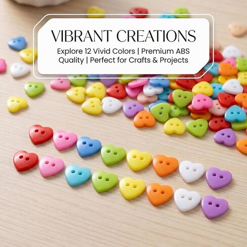 300Pcs 12.5mm Plastic Heart Shaped Buttons Colorful Assorted Bulk for Crafts Sewing Supplies, Decorative Cute Hearts for Clothes, DIY Art Crafting, Pin Maker, Hair Clips & Pins in Kuwait