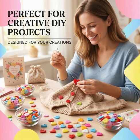 300Pcs 12.5mm Plastic Heart Shaped Buttons Colorful Assorted Bulk for Crafts Sewing Supplies, Decorative Cute Hearts for Clothes, DIY Art Crafting, Pin Maker, Hair Clips & Pins in Kuwait