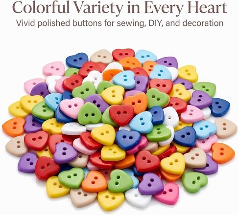 300Pcs 12.5mm Plastic Heart Shaped Buttons Colorful Assorted Bulk for Crafts Sewing Supplies, Decorative Cute Hearts for Clothes, DIY Art Crafting, Pin Maker, Hair Clips & Pins in Kuwait