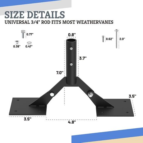 حامل سقف Weathervane قابل للتعديل، دعامة تثبيت متينة 401AL تناسب الاتجاهات الجيدة ذات الحجم القياسي عمود Weathervane يصل قطره إلى 3/4 بوصة in Kuwait