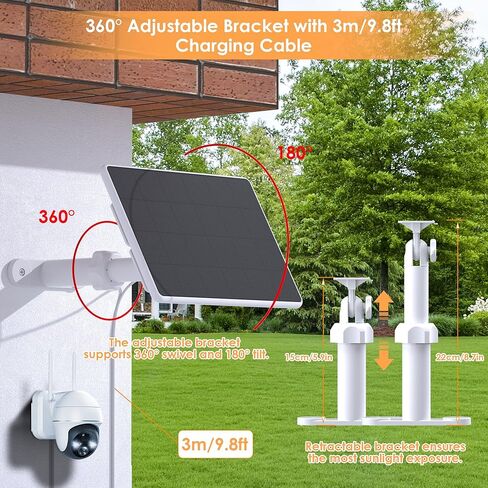 Solar Panel for Security Camera,6W Solar Panels with Micro USB&USB-C Port for DC 5V Outdoor Camera,Solar Charger for Rechargeable Battery Camera,IP65 Waterproof,360° Adjustable Mount,9.8ft Cable (3PC) in Saudi Arabia