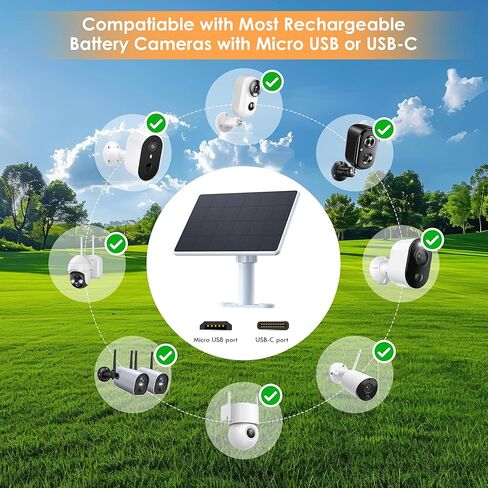 Solar Panel for Security Camera,6W Solar Panels with Micro USB&USB-C Port for DC 5V Outdoor Camera,Solar Charger for Rechargeable Battery Camera,IP65 Waterproof,360° Adjustable Mount,9.8ft Cable (3PC) in Saudi Arabia