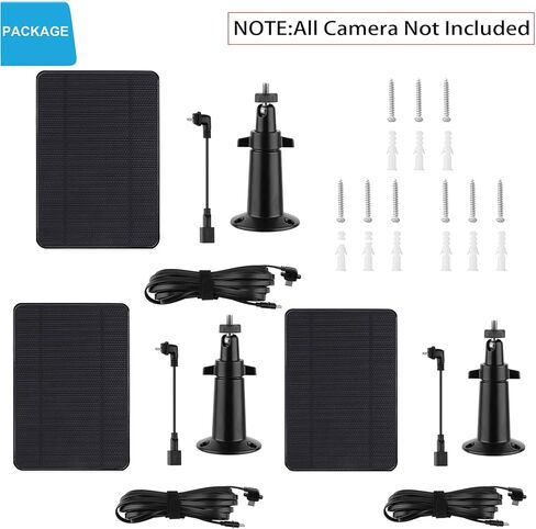 3 Pack Solar Panel Charger Compatible with All-New Blink Outdoor 4 (4th Gen)/(3rd Gen) & Blink XT2/XT, IP66 Weatherproof, Each Built-in 2200 mAh Battery with 11.5Ft Power Cable & Adjustable Wall Mount in Kuwait