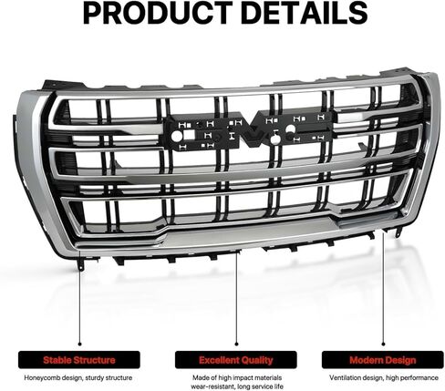 KARPAL Front Bumper Grill Grille Bright Chrome Compatible with 2021 2022 2023 GMC Yukon XL/Yukon SLT Replacement OEM 84835787 84785180 in Kuwait