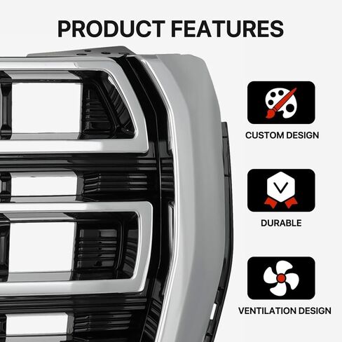 KARPAL Front Bumper Grill Grille Bright Chrome Compatible with 2021 2022 2023 GMC Yukon XL/Yukon SLT Replacement OEM 84835787 84785180 in Kuwait