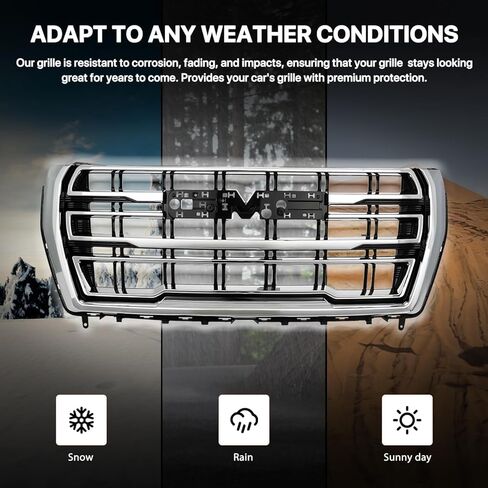 KARPAL Front Bumper Grill Grille Bright Chrome Compatible with 2021 2022 2023 GMC Yukon XL/Yukon SLT Replacement OEM 84835787 84785180 in Kuwait