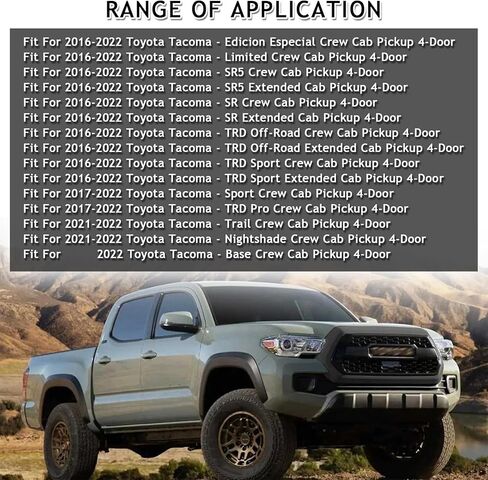 Front Upper Grille Shell Outer Frame Surround Fit For Toyota Tacoma 2016-2022 Accessories Replacement Matte Black in Saudi Arabia