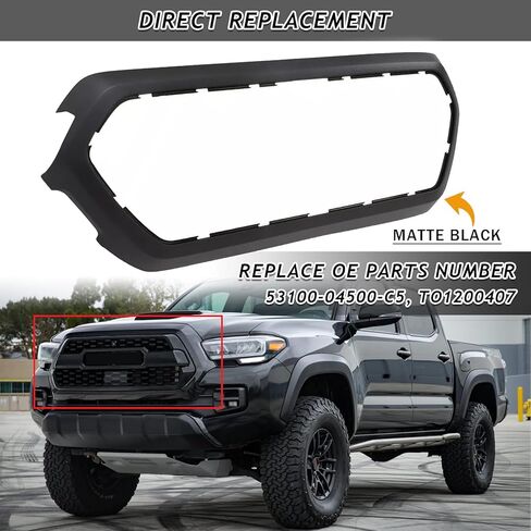 Front Upper Grille Shell Outer Frame Surround Fit For Toyota Tacoma 2016-2022 Accessories Replacement Matte Black in Saudi Arabia