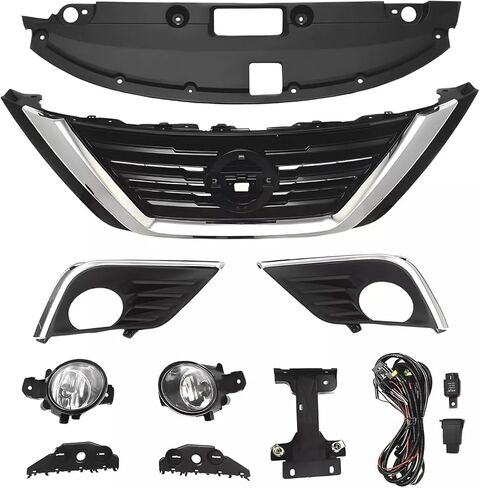 Front Upper Grille Bumper Fog Light Kit Radiator Cover For ALTIMA 2016 2017 2018,Fog Lights Bezel With Harness Bulbs in Saudi Arabia