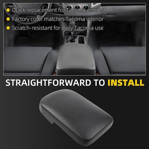 Dasbecan Center Console Lid Compatible with 2005-2015 Toyota Tacoma Front Seat Center Console Armrest Lid Replace# 58905-AD020-B0（Black） in Kuwait
