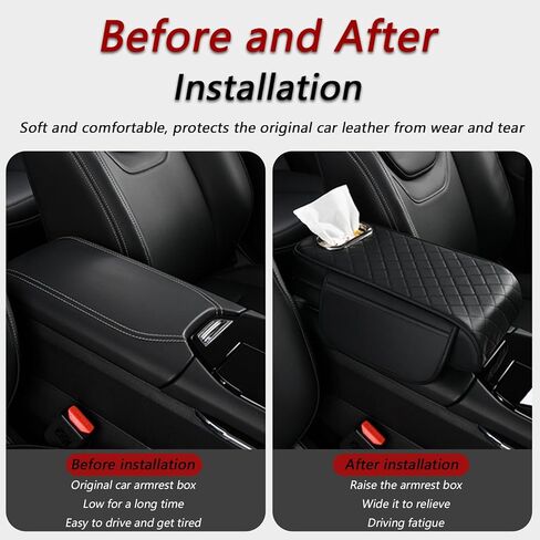 Center Console Cover for Acura Integra 2022 2023 2024 2025, Leather Arm Rest Armrest Cover for Car, Center Console Armrest Cover Armrest Storage Box, Interior Accessories,A Black in Saudi Arabia