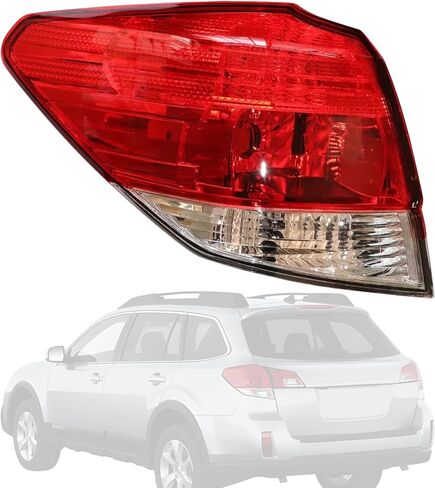 لسيارة 2010 2011 2012 2013 2014 مجموعة مصابيح Subaru Outback Tail - مصباح هالوجين خلفي خارجي، جانب السائق الأيسر، غطاء أسود، عدسة شفافة وحمراء، OE 84912AJ10A (12V) in Kuwait