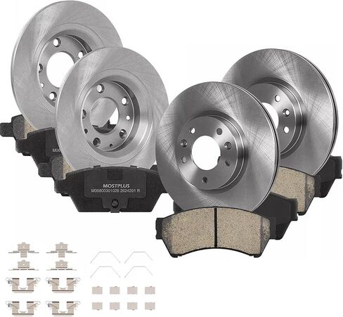 MOSTPLUS Front Vented Disc Rear Solid Disc Brake Rotors+Ceramic Brake Pad Compatible for 2006-2012 Ford Fusion Mazda 6 Lincoln MKZ Mercury Milan Brake Rotors Pads Kit in Kuwait