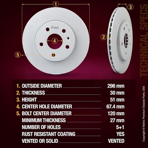 Metrix Premium Chassis Parts - Front Vented Brake Rotor 11.65 inch (296 mm) & D1421 Ceramic Disc Brake Pad Set Kit Fits 10 Buick Allure, 12-16 LaCrosse, 11-17 Regal, 13-15 Chevrolet Malibu in Kuwait