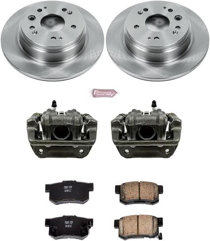 PowerStop Rear Brake & Caliper Kit for Honda CR-V 2002-04 - Ceramic Brake Pads + Calipers + Disc Rotors Replacement, KCOE6172 in Kuwait