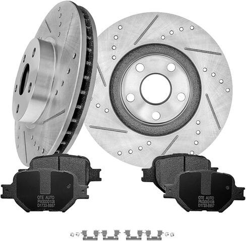 PM Auto Set of 6 Front 275mm Drilled Slotted Brake Disc Rotors-Ceramic Brake Pad Kit Replacement For 2005-2010 Scion TC in Saudi Arabia