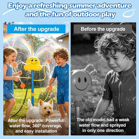Water Sprinkler Outdoor Yard Toy for Kids, Summer Smile Face Rainbow Kids Sprinkler with 8 Wiggle Tubes 4 Nozzle, Water Sprinkler Outdoor Yard Lawn Toy for Kids for 3 4 5 6 7 8 Year Boy Girl in Saudi Arabia