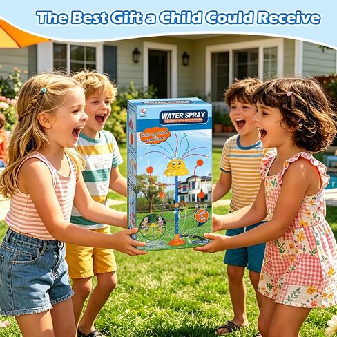 Water Sprinkler Outdoor Yard Toy for Kids, Summer Smile Face Rainbow Kids Sprinkler with 8 Wiggle Tubes 4 Nozzle, Water Sprinkler Outdoor Yard Lawn Toy for Kids for 3 4 5 6 7 8 Year Boy Girl in Saudi Arabia