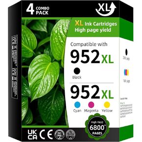 952XL High Yield Ink Cartridge Replacement for HP 952XL Compatible with HP OfficeJet Pro 7720 7730 7740 8200 8210 8216 8218 (Black Cyan Magenta Yellow 4 Pack) in Saudi Arabia